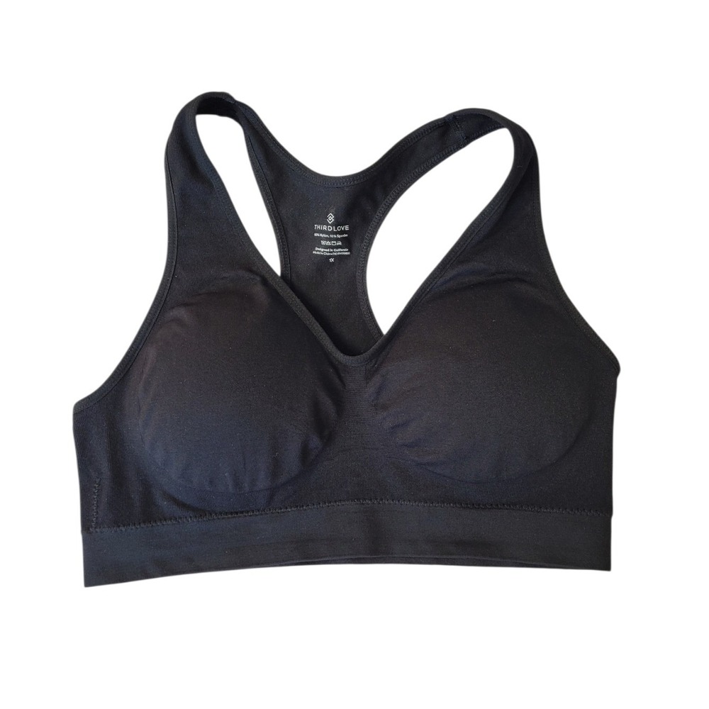 THIRDLOVE 1X Black Seamless Wireless Racerback Sports Bra Women